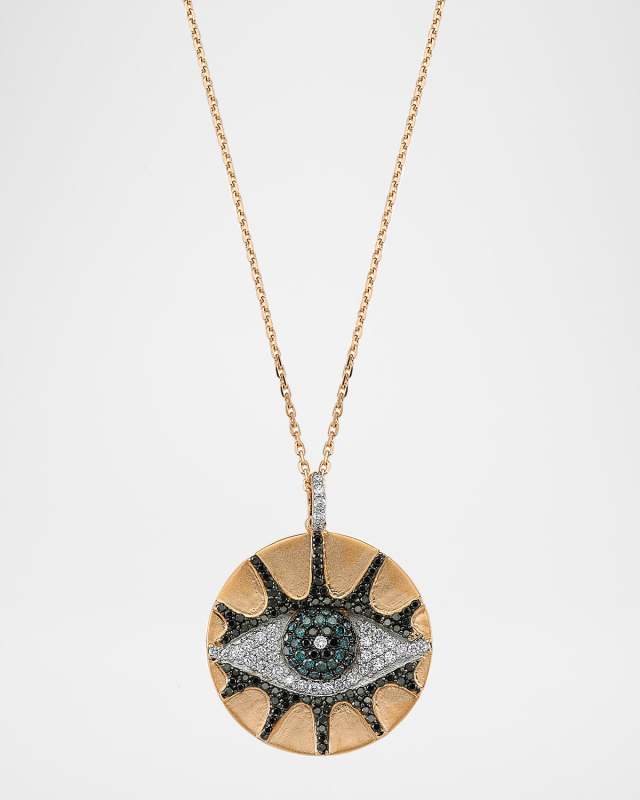 Eye Light Multi-Diamond Disc Pendant Necklace